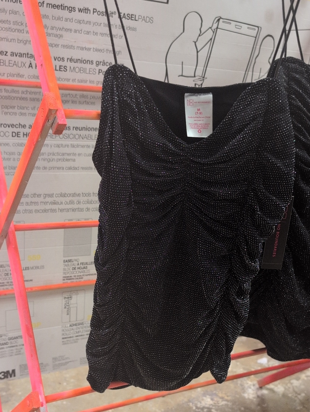 No Boundaries Black Sparkle Ruched Cami